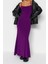 Moda Askılı Kare Yaka Maxi Elbise Mor Fitted Vücuda Oturan Askılı Maxi Esnek Örme Kalem Elbise 3