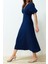 Moda Regular Casual Günlük Crinkle Dokuma V Yaka Kısa Kol A-Line Maxi Boy Elbise 2