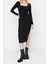 Moda Slim Casual Günlük Poliviskon Kaşkorse Örme Kare Yaka Uzun Kol Bodycone Midi Boy Elbise 1