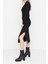 Moda Slim Casual Günlük Poliviskon Kaşkorse Örme Kare Yaka Uzun Kol Bodycone Midi Boy Elbise 4
