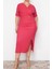 Moda Fit Business Bürümcük Örme Kruvaze Uzun Kol Shift Midi Boy Büyük Beden Elbise 3