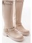 02-307 Bej Düz Topuklu Günlük Bayan Binici Çizme 3