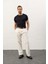 Erkek Garnili Slim-Fit Kalıp Yazlık Triko T-Shirt Koyu Lacivert - 5021DNGR 5