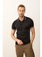 Erkek Çizgili Slim-Fit Kalıp Polo Yaka Yazlık Triko T-Shirt Siyah - 5005DNGR 1