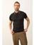 Erkek Çizgili Slim-Fit Kalıp Polo Yaka Yazlık Triko T-Shirt Siyah - 5005DNGR 3