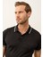 Erkek Çizgili Slim-Fit Kalıp Polo Yaka Yazlık Triko T-Shirt Siyah - 5005DNGR 4