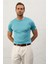 Erkek Garnili Slim-Fit Kalıp Yazlık Triko T-Shirt Aqua - 5021DNGR 2