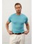 Erkek Garnili Slim-Fit Kalıp Yazlık Triko T-Shirt Aqua - 5021DNGR 5