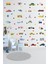 Sevimli Taşıtlar Araçlar ve Daire Desen Temalı Çocuk Odası Duvar Sticker Seti Duvar Çıkartması 1