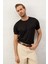 Erkek Çizgili Bisiklet Yaka Slim-Fit Kalıp Ince Triko T-Shirt Siyah - 5013DNGR 1