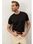 Erkek Çizgili Bisiklet Yaka Slim-Fit Kalıp Ince Triko T-Shirt Siyah - 5013DNGR 3
