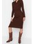 Moda Slim Casual Günlük Fitilli Triko Polo Yaka Uzun Kol Bodycone Midi Boy Elbise 2