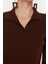 Moda Slim Casual Günlük Fitilli Triko Polo Yaka Uzun Kol Bodycone Midi Boy Elbise 4