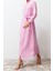 Moda Regular Casual Günlük Müslin Dokuma Bisiklet Yaka Uzun Kol Shift Maxi Boy Tesettür Elbise 2