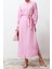 Moda Regular Casual Günlük Müslin Dokuma Bisiklet Yaka Uzun Kol Shift Maxi Boy Tesettür Elbise 3