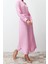 Moda Regular Casual Günlük Müslin Dokuma Bisiklet Yaka Uzun Kol Shift Maxi Boy Tesettür Elbise 4