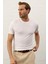 Erkek Desenli Bisiklet Yaka Slim-Fit Kalıp Ince Triko T-Shirt Beyaz - 5015DNGR 1