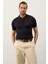 Erkek Slim-Fit Kalıp Polo Yaka Yazlık Triko T-Shirt Koyu Lacivert - 5006DNGR 4
