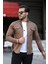 Erkek Kahverengi Slim Fit Dar Kesim Kot Gömlek 1
