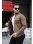 Erkek Kahverengi Slim Fit Dar Kesim Kot Gömlek 2