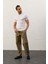 Erkek Bisiklet Yaka Slim-Fit Kalıp Yazlık Triko T-Shirt Beyaz - 5017DNGR 4