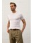 Erkek Bisiklet Yaka Slim-Fit Kalıp Yazlık Triko T-Shirt Beyaz - 5017DNGR 5