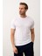 Erkek Modelli Bisiklet Yaka Slim-Fit Kalıp Yazlık Triko T-Shirt Beyaz - 5016DNGR 1