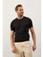 Erkek Çizgili Bisiklet Yaka Slim-Fit Kalıp Ince Triko T-Shirt Siyah - 5013DNGR 4