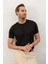 Erkek Çizgili Bisiklet Yaka Slim-Fit Kalıp Ince Triko T-Shirt Siyah - 5013DNGR 5