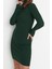 Moda Slim Casual Günlük Fitilli Triko Balıkçı Yaka Uzun Kol Bodycone Mini Boy Elbise 2