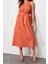 Moda Regular Casual Günlük Poplin Dokuma Bisiklet Yaka Kolsuz Kol Skater Midi Boy Elbise 3