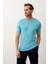 Erkek Çizgili Bisiklet Yaka Slim-Fit Kalıp Ince Triko Tişört Aqua - 5013DNGR 3