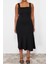 Moda Fit Casual Günlük Interlok Örme Kare Yaka Askılı Kol Bodycone Midi Boy Büyük Beden Elbise 1