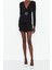 Moda Fit Mezuniyet Balo Sandy Örme Kruvaze Uzun Kol Bodycone Mini Boy Elbise 3