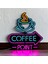 Neon Coffee Point (Kafe) Duvar Dekoru, Tablosu - Metal Üzerine Neon (Led) Duvar Panosu | 38 x 41 cm 2