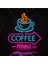 Neon Coffee Point (Kafe) Duvar Dekoru, Tablosu - Metal Üzerine Neon (Led) Duvar Panosu | 38 x 41 cm 3