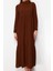 Moda Rahat Casual Günlük Crinkle Dokuma Dik Yaka Uzun Kol A-Line Maxi Boy Tesettür Elbise 1