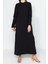Moda Regular Casual Günlük Ringel Örme Dik Yaka Uzun Kol Basic Maxi Boy Tesettür Elbise 3