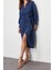 Moda Kruvaze Casual Günlük Modal Kumaş Dokuma Kruvaze Uzun Kol Kruvaze Midi Boy Elbise 3