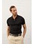 Erkek Fermuarlı Slim-Fit Kalıp Polo Yaka Yazlık Triko T-Shirt Siyah - 5004DNGR 1
