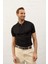 Erkek Fermuarlı Slim-Fit Kalıp Polo Yaka Yazlık Triko T-Shirt Siyah - 5004DNGR 5
