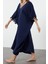 Moda Oversize Plaj Günlük Mesh Dokuma V Yaka Kısa Kol Shift Maxi Boy Elbise 2