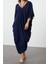 Moda Oversize Plaj Günlük Mesh Dokuma V Yaka Kısa Kol Shift Maxi Boy Elbise 3