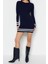 Moda Slim Casual Günlük Tek Plaka Triko Bisiklet Yaka Uzun Kol Bodycone Mini Boy Elbise 4