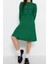 Moda Regular Business Tek Plaka Triko Bisiklet Yaka Uzun Kol A-Line Mini Boy Elbise 3