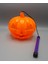 Turuncu Renk LED Işıklı ve Sesli Saplı Balkabağı Halloween Dekor Süs 40 cm 2