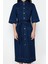 Moda Regular Casual Günlük Rigid Denim Gömlek Yaka Uzun Kol Basic Maxi Boy Elbise 1