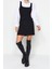Moda Regular Casual Günlük Tüvit Dokuma Kare Yaka Askılı Kol Jile Mini Boy Elbise 3