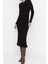 Moda Slim Casual Günlük Tek Plaka Triko Bisiklet Yaka Uzun Kol Bodycone Midi Boy Elbise 3