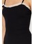 Moda Slim Casual Günlük Kaşkorse Örme Kare Yaka Askılı Kol Bodycone Mini Boy Elbise 5